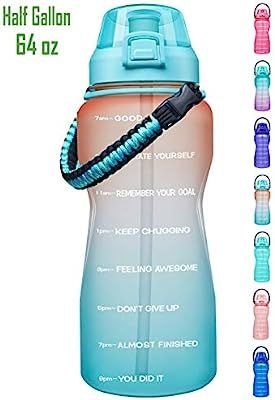 Giotto Large Half Gallon/64OZ Motivational Water Bottle with Paracord Handle & Straw - Leakproof ... | Amazon (US)