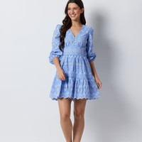 Hydrangea Eyelet V-Neck Button Front Dress | Sail to Sable
