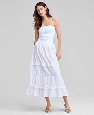 Women's Pull-On Tiered Cotton Maxi Skirt, Exclusively at Macy's | Macy's