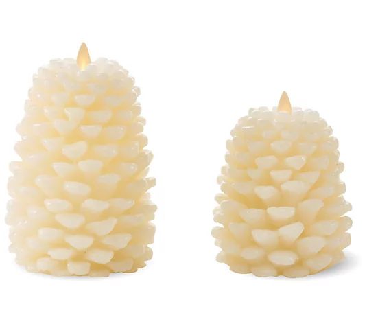 Martha Stewart S/2 Flameless 5" & 6" Figural Pinecone Candles | QVC