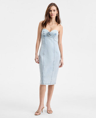 Bar III Women's Strapless Denim Dress, Macy's Exclusive - Macy's | Macy's