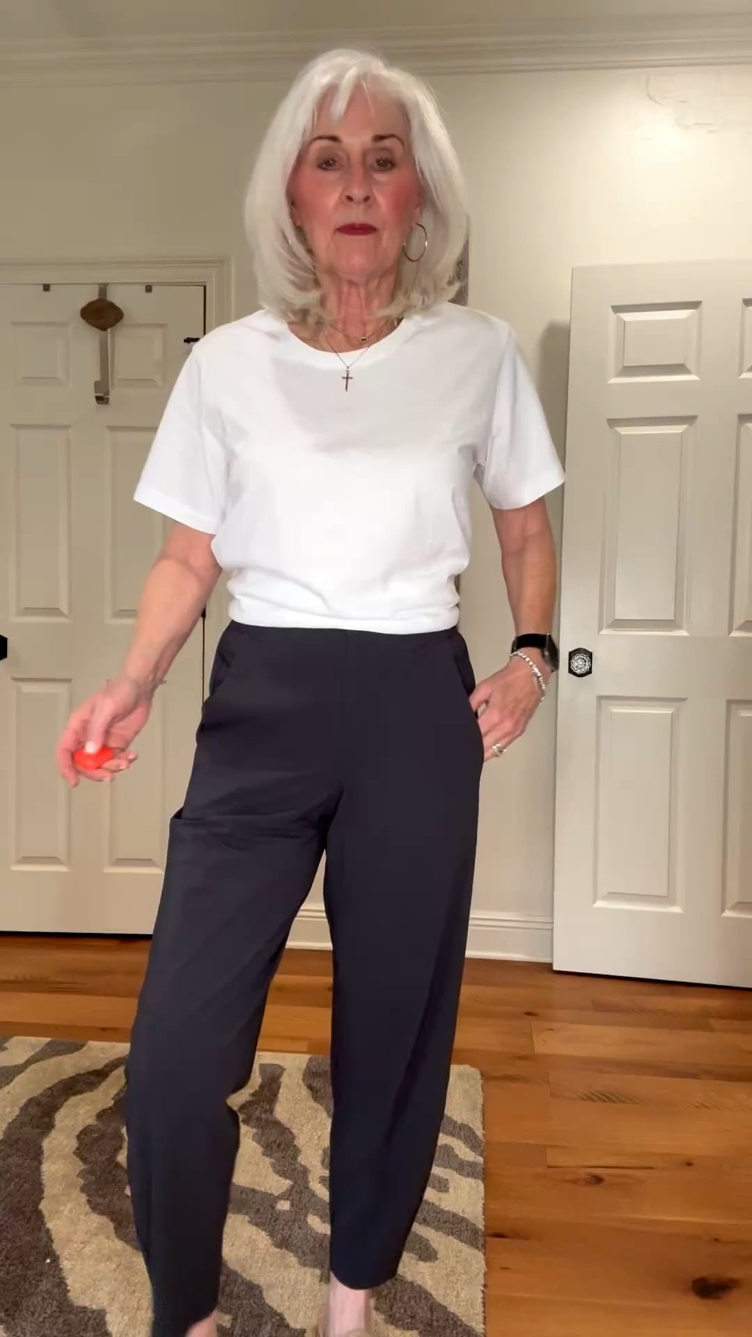 These pants are perfect for us, long waisted gals!  Ruti has pants for body shape. These wider legs will update your wardrobe and our perfect for travel.  This Classic Tshirt  is a must have along with these Donald Pliner slides. ￼
@theclassictshirt
https://
donaldpliner.com/?s7ic=a9a19461fbb6

#LTKTravel #LTKMidsize #LTKOver40