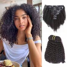 Curly Hair Clips For Natural Color c a Wave Clip Ins For Womens Synthetic Fiber Hair Extensions Pieces With Clips gpack | SHEIN