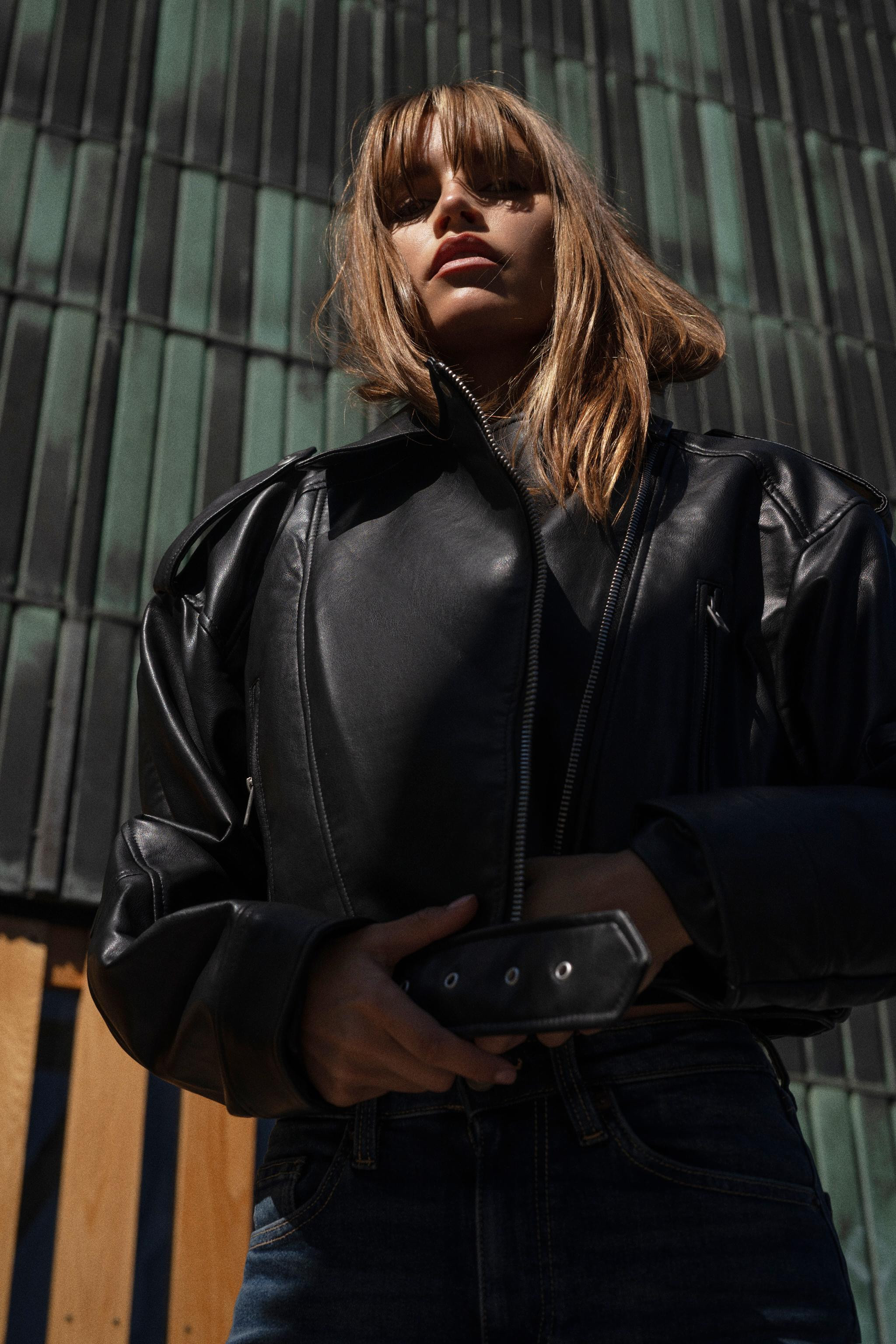 FAUX LEATHER CROP BIKER JACKET | Zara US