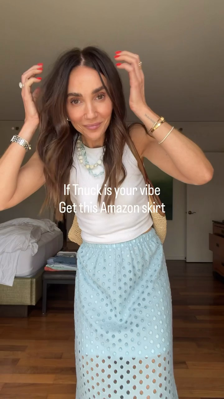 This Amazon eyelet maxi skirt is one of those pieces that looks so much more expensive than it is. The breezy fit makes it perfect for vacation, brunch, or summer dinners, and it pairs effortlessly with a simple tank or tee.

Amazon maxi skirt, Eyelet skirt, Summer vacation outfit, Coastal style, Resort wear, White tank outfit, Blue maxi skirt, European summer style, Affordable fashion, annabrstyle

#LTKootd #LTKSeasonal #LTKTravel