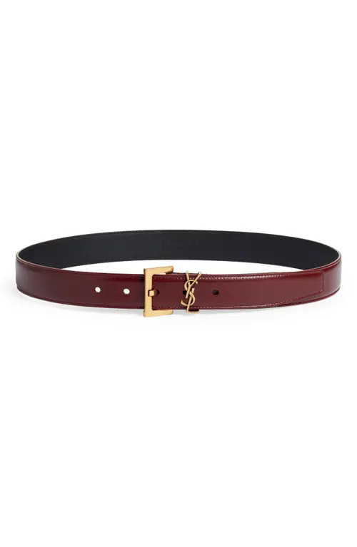 Saint Laurent YSL Logo Leather Belt in Red Agate at Nordstrom, Size 75 | Nordstrom