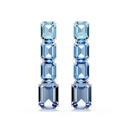 Swarovski Millenia Drop Earrings, Octagon Cut, Color Gradient, Blue, Rhodium Finished | Amazon (US)