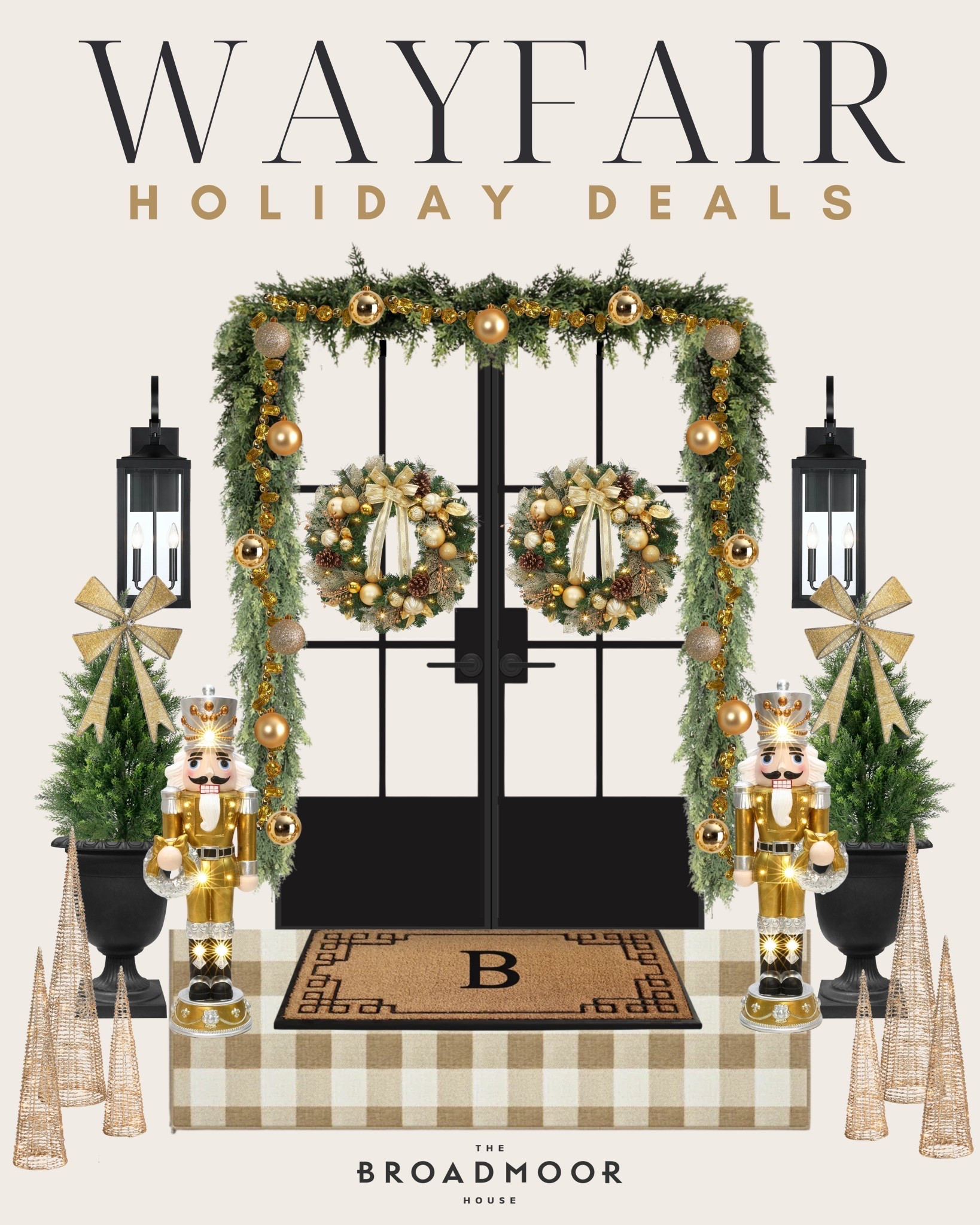 Gold holiday front porch finds on sale from Wayfair! 
#Ad #Wayfair @Wayfair #Wayfairpartner

#LTKSeasonal #LTKHoliday #LTKHome