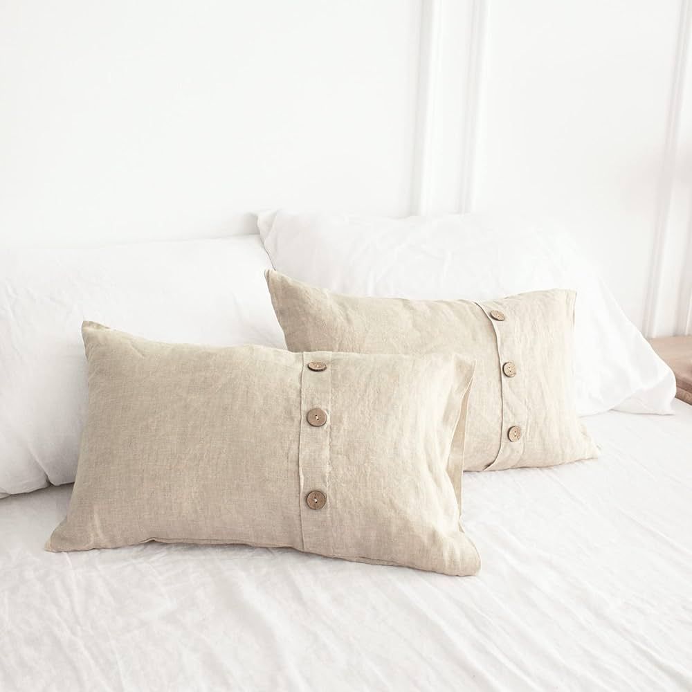 Simple&Opulence 100% Linen Lumbar Pillow Cover 12 x 20 Inches Set of 2 Rectangular Throw Cushion ... | Amazon (US)