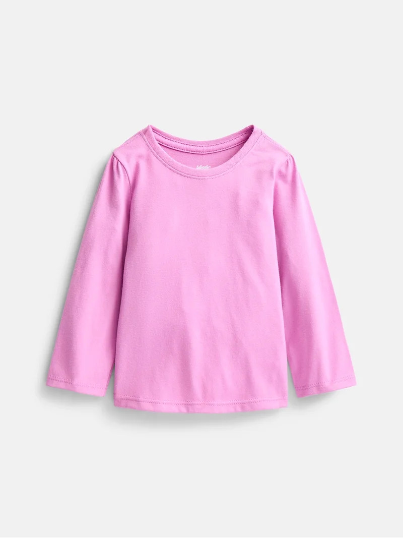 Wonder Nation Baby and Toddler Girls Graphic Tee with Long Puff Sleeves, Sizes 0M-5T | Walmart (US)