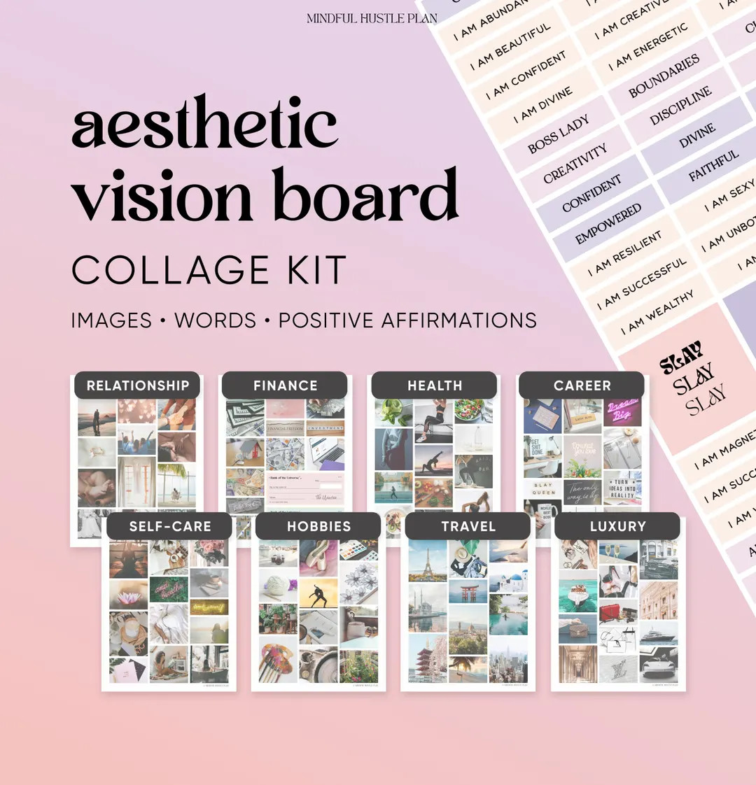 Vision Board Printables 2026, Aesthetic Vision Board Pictures, Vision Board Words, Vision Board f... | Etsy (US)