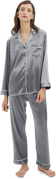 SIORO Silk Satin Pajamas Women, Long Sleeve Silk Pjs for Women Set, Two-piece Button-Down Sleepwe... | Amazon (US)