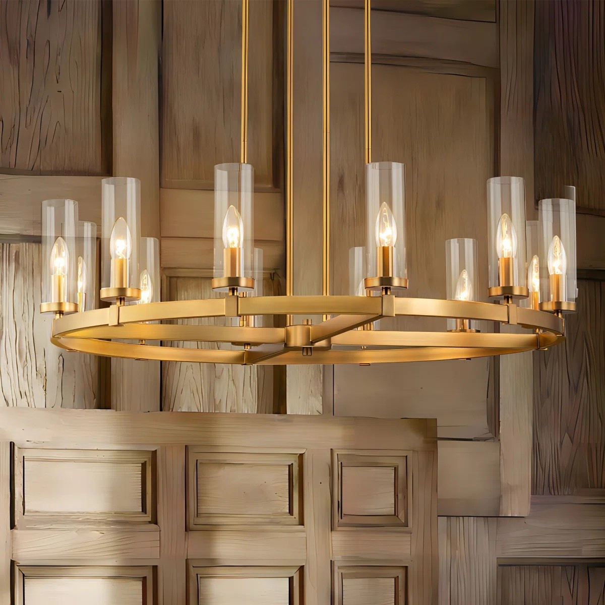 Perfect for high ceilings and open dining spaces, this 12-light chandelier adds scale, warmth, and modern rustic elegance. The  Andrade 12 - Light Dimmable Wagon Wheel Chandelier for Dining Room is ON SALE and under $600.

Keywords: Wagon wheel chandelier, crystal chandelier, living room, dining room, luxury living, luxury lighting

#LTKHome #LTKSeasonal #LTKSaleAlert