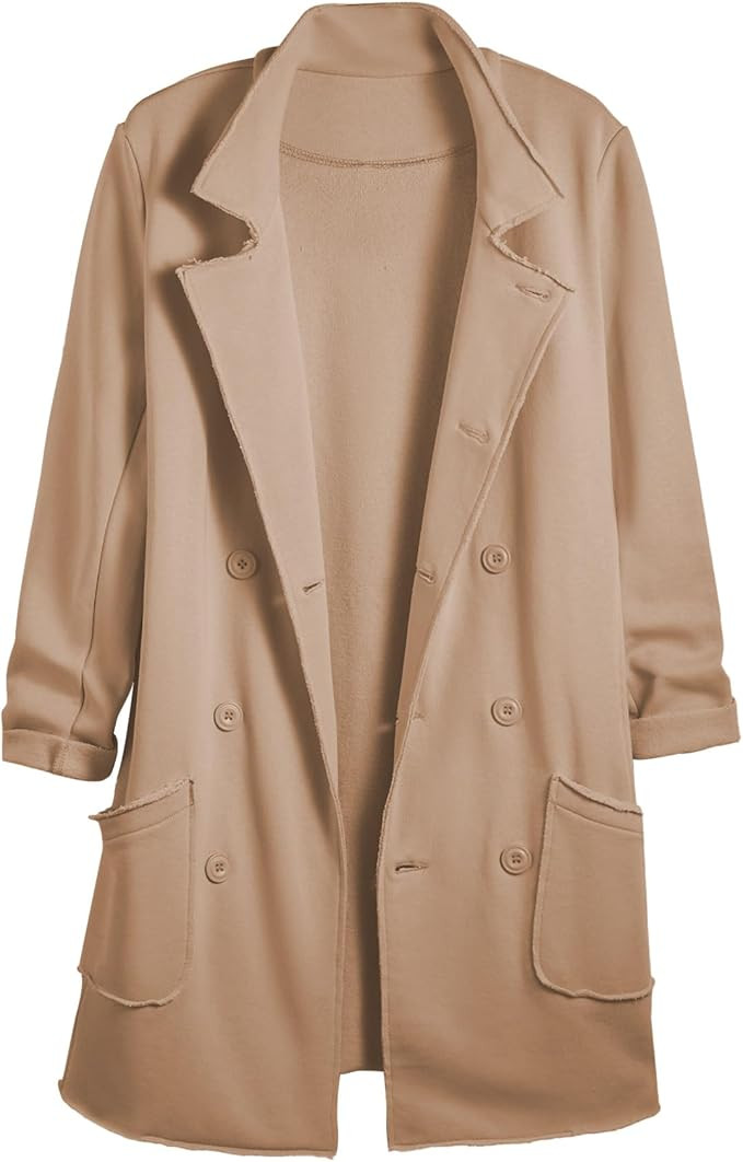 Ainangua Tipperary Trench Coat Women Double Breasted Lapel Long Coat Winter Fall Fashion Fleece J... | Amazon (US)