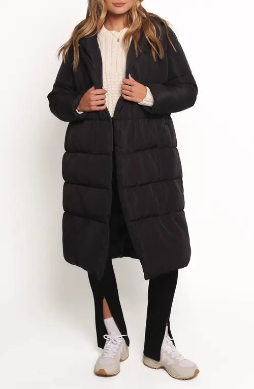 Petal & Pup Averie Hooded Longline Puffer Coat in Black at Nordstrom, Size Small | Nordstrom