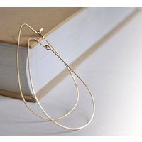 Gold Teardrop Hoop Earrings Elegant Tear Drop Hoops 2.5 Inch Filled Elongated Delicate Modern Oval Raindrop Geometric | Etsy (US)