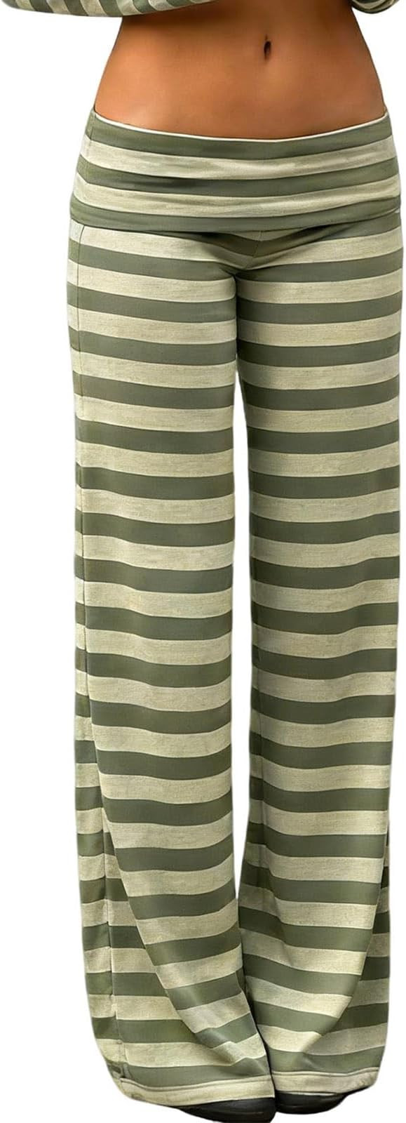 Womens Striped Ribbed Wide Leg Pants Colourful Stripe Folded Baggy Sweatpants Casual Loose Lounge... | Amazon (US)