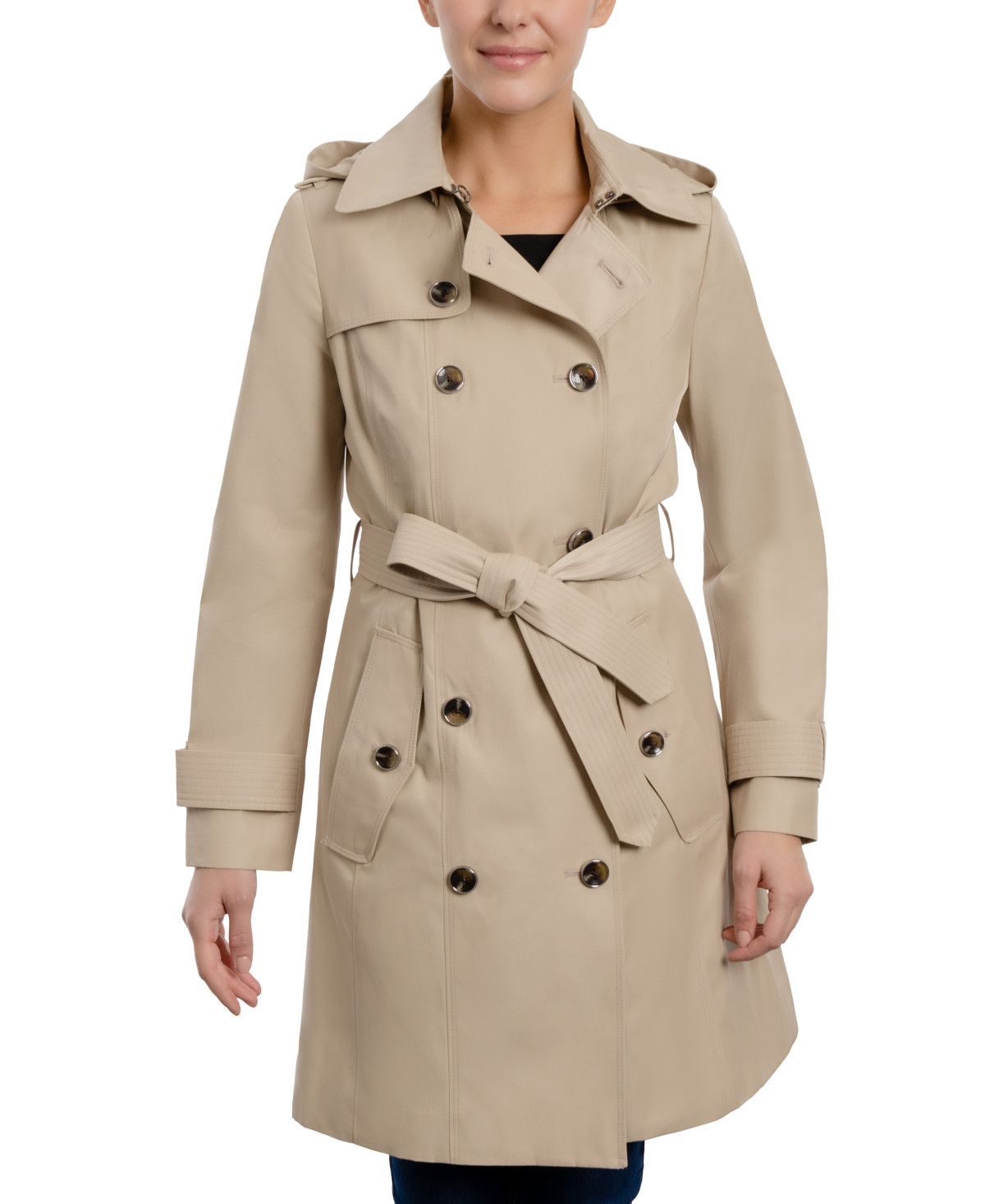 London Fog Women's Hooded Double-Breasted Trench Coat | Macys (US)