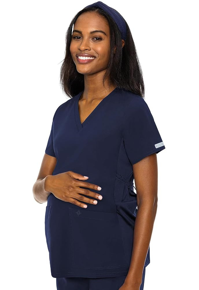 Med Couture Maternity V-Neck Scrub Top, 2 Pockets, Stretchy Side Panels with a Flattering Fit for... | Amazon (US)