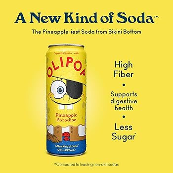OLIPOP Prebiotic Soda Pop, SpongeBob Pineapple Paradise, Pantry Pack Packed with Prebiotics, Fibe... | Amazon (US)