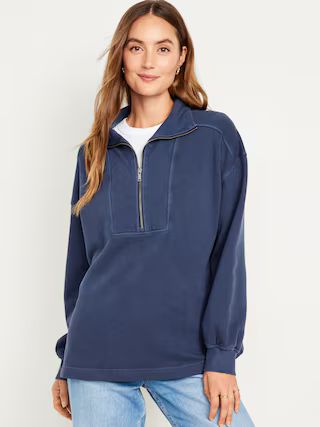 Oversized Half-Zip Tunic for Women | Old Navy (US)