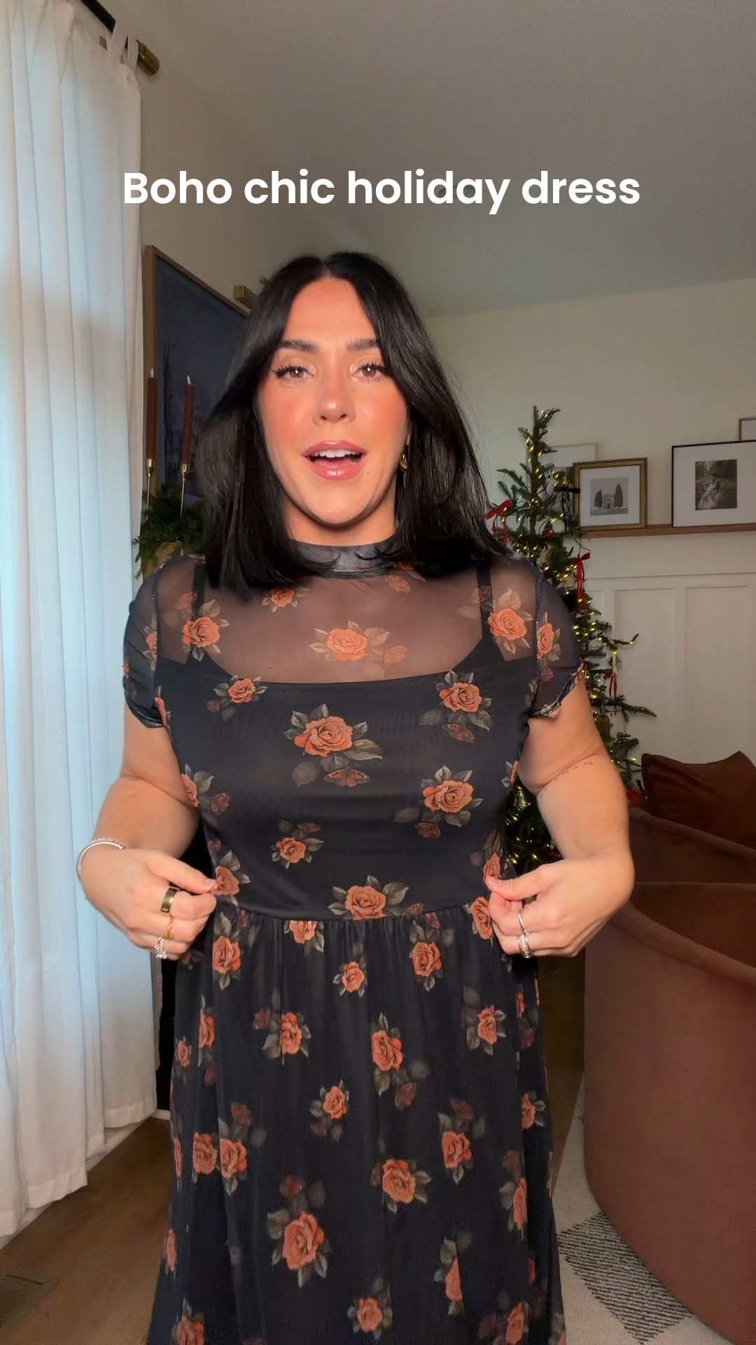 Boho chic holiday party dress in a size L, it’s stretchy and double lined. Could work for family photos outfit or country concert outfit. 

#LTKMidsize #LTKHoliday #LTKSaleAlert