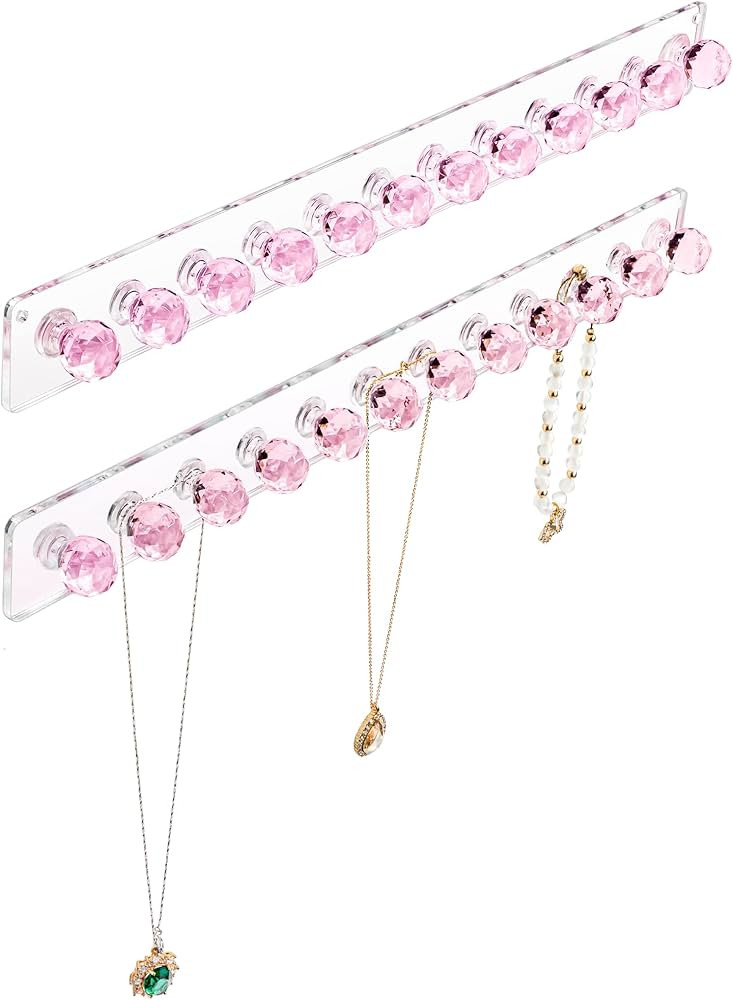 Heesch Necklace Holder Pink, Acrylic Necklace Hanger Wall Mount, Hanging Necklace Organizer, Jewe... | Amazon (US)