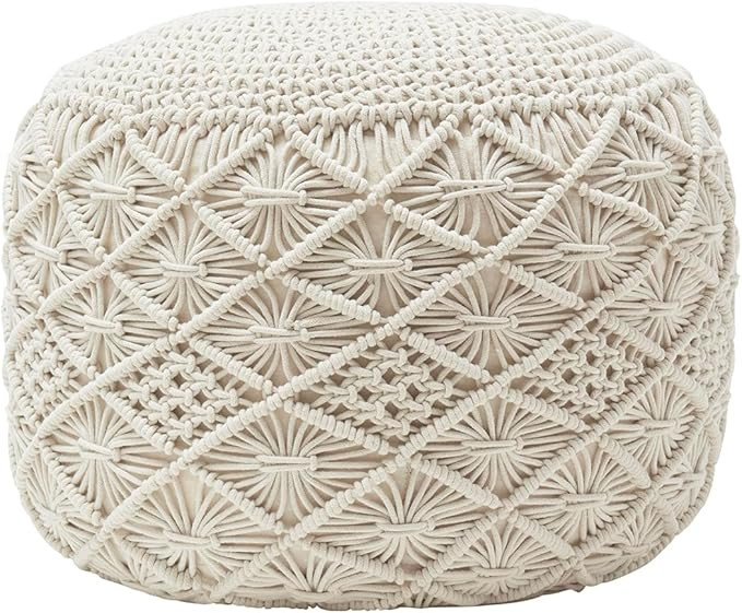 Ornavo Home Pouf Ottoman Foot Rest - 100% Cotton Pouffe - Hand Knitted Macrame Braid - Boho Round... | Amazon (US)