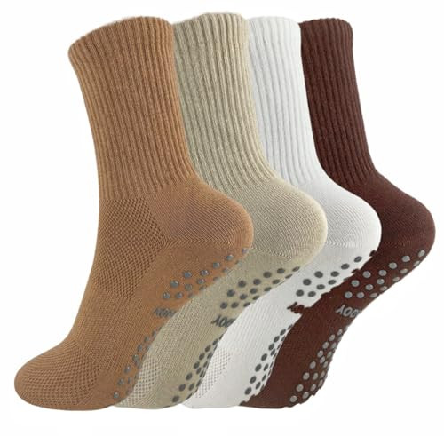 Babipany Pilates Socks Grippy Socks Woman Pilates Grip Socks Yoga Socks Non Slip Socks For Women Barre Socks 4-Pairs | Amazon (US)
