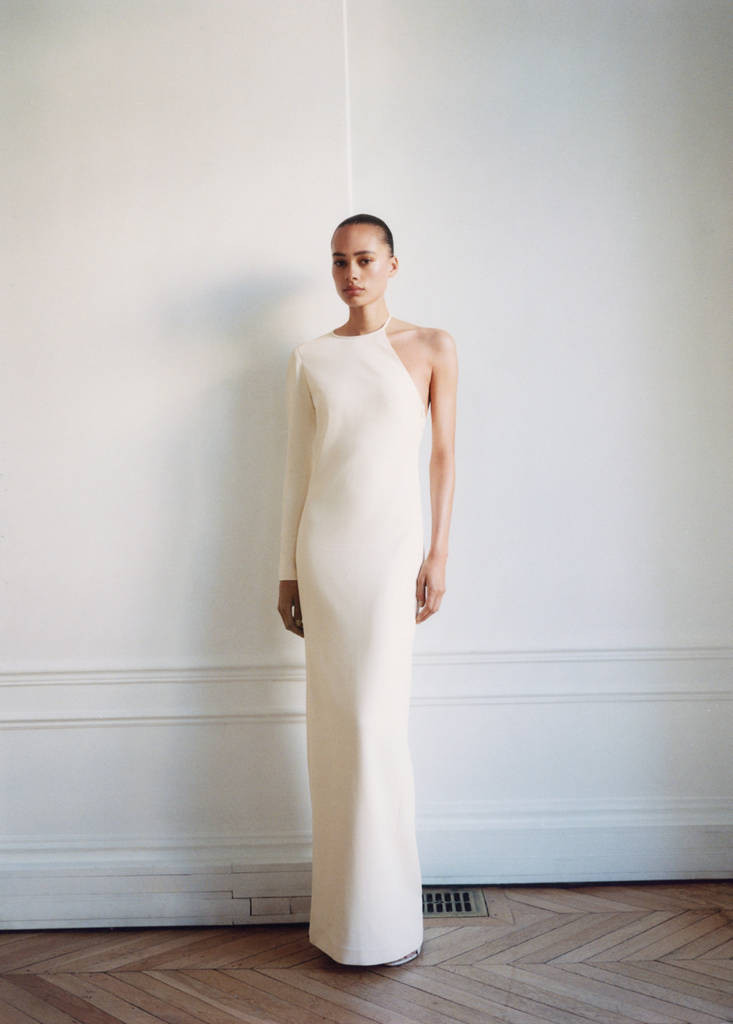 Asymmetrical open-back dress off white - Woman - 2 - MANGO | Mango (US/MX/AU)