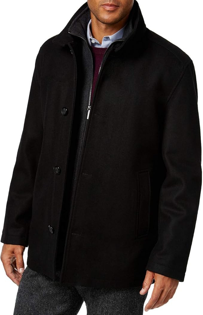 LONDON FOG Men's Wool Blend Car Coat with Bib | Amazon (US)