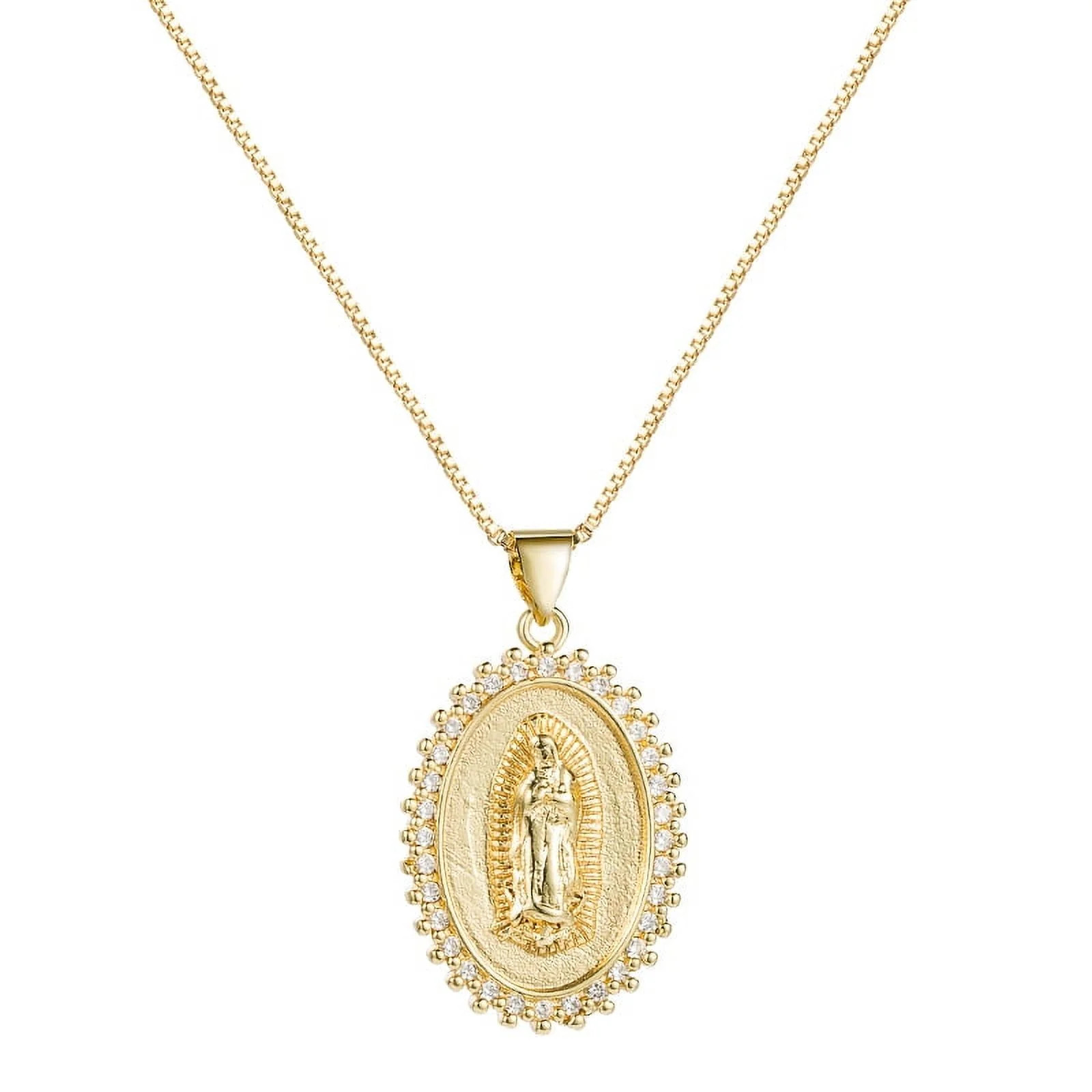 Luxurious Virgin Mary 14K Yellow Gold Pendant Necklaces With CZ Stone For Women Elegant Bling Jew... | Walmart (US)