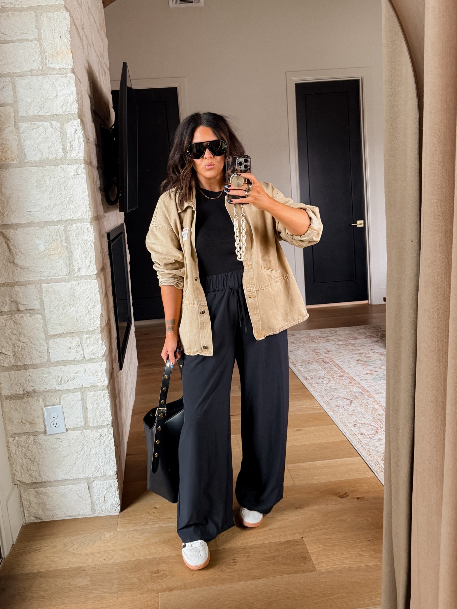 The target pants I can’t stop wearing!  Wide leg, athletic material, stretchy waistband and long!
Pants: XL
Tank: large
Jacket: XL



#LTKMidsize #LTKFindsUnder50 #LTKStyleTip