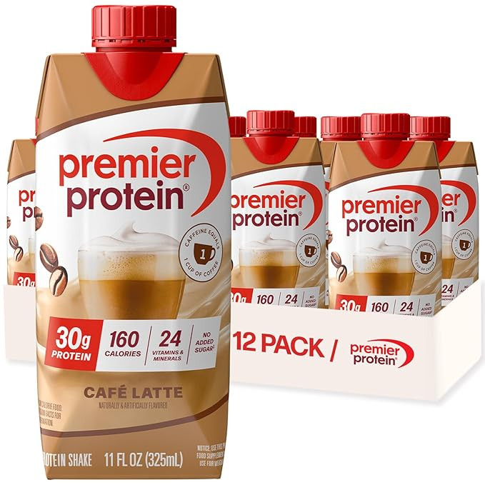 Premier Protein Shake, Café Latte with Caffeine for Energy – 30g Protein, No Added Sugar, 24 V... | Amazon (US)