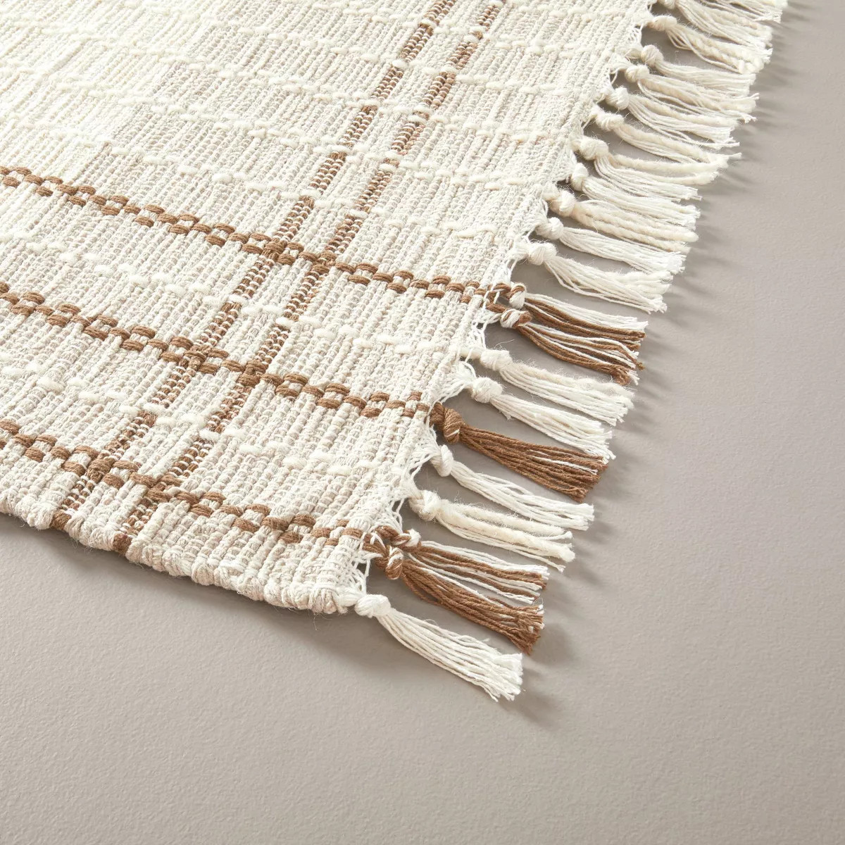 Neutral Color Block Plaid Handmade Woven Area Rug Tan/Cream/Cocoa - Hearth & Hand™ with Magnoli... | Target