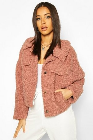 Bonded Teddy Faux Fur Jacket | Boohoo.com (US & CA)
