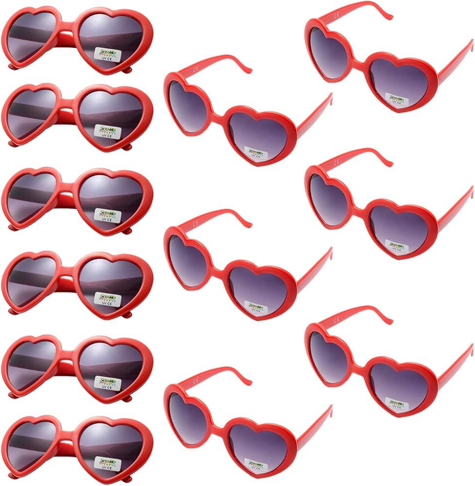 Party Sunglasses Heart Eyewear for Kids Adults 12pcs UV Protection Neon Color | Amazon (US)