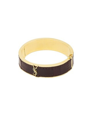 Saint Laurent Lizard Bangle in Scotch Brown & Dark Scotch Brown - Brown. Size S (also in L, M). | FWRD 
