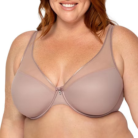 Curvy Couture Sheer Mesh Plunge T-Shirt Bra- 1310, H, Beige | JCPenney