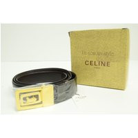 Authentic Celine Belt Gp Logo Vintage Black Leather Gold Horse Buckle 3 1P1841 | Etsy (US)