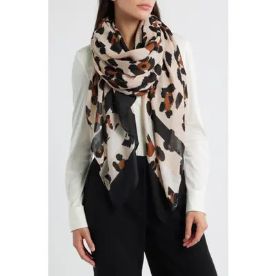 Tasha Leopard Print Scarf in Black Brown at Nordstrom | Nordstrom