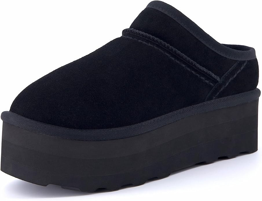 CUSHIONAIRE Women's Huggy Genuine Suede Cozy Mule Platform +Memory Foam, Wide Widths Available | Amazon (US)
