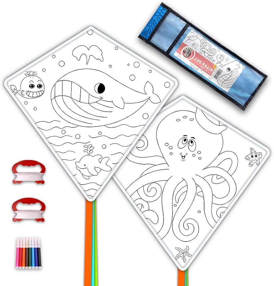 DIY Kites for Kids Kite Making Kit Bulk, Decorating Coloring Kite Party Pack,White Diamond Kite K... | Amazon (US)
