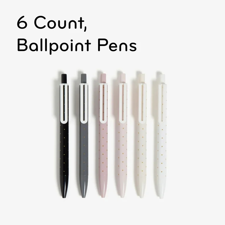 U Brands Laguna Ballpoint Pens, 6 Count, Foil Dots ,  Bold (1.0mm) Point, Black Ink | Walmart (US)