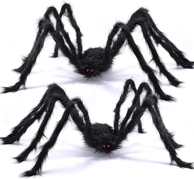 Foxie Farms 2 Pack Giant Halloween Hairy Spider Outdoor Decorations, Virtual Realistic Scary Huge... | Amazon (US)