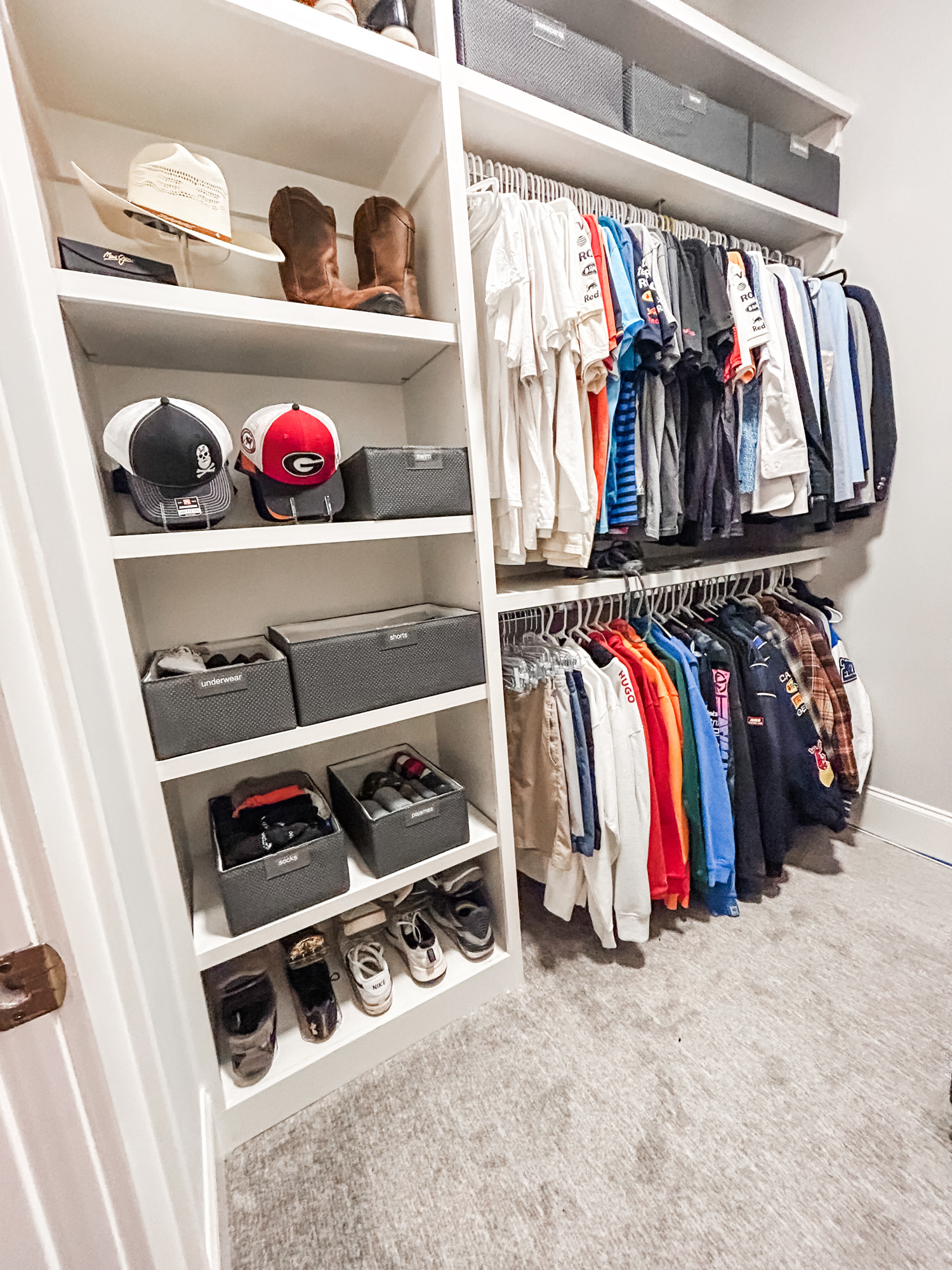 Does your teenage son's closet look like this? Because this photo is proof that it actually can!

You may think they'd be like 'nah' but in our experience, they love it! Having conversations with adults that are not mom or dad about their stuff is really rewarding. They open up more and they really get into it with the experts. We adore working with teens because it sets them up for success now and down the road. Give us a shout if your teens need some organization! 

 