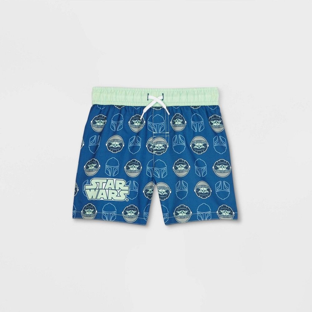 Toddler Boys' Baby Yoda Swim Trunks - Navy 2T, Blue | Target