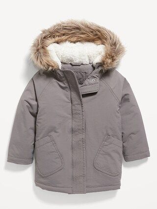 Water-Resistant Faux-Fur-Trim Hooded Nylon Parka for Toddler Girls | Old Navy (US)