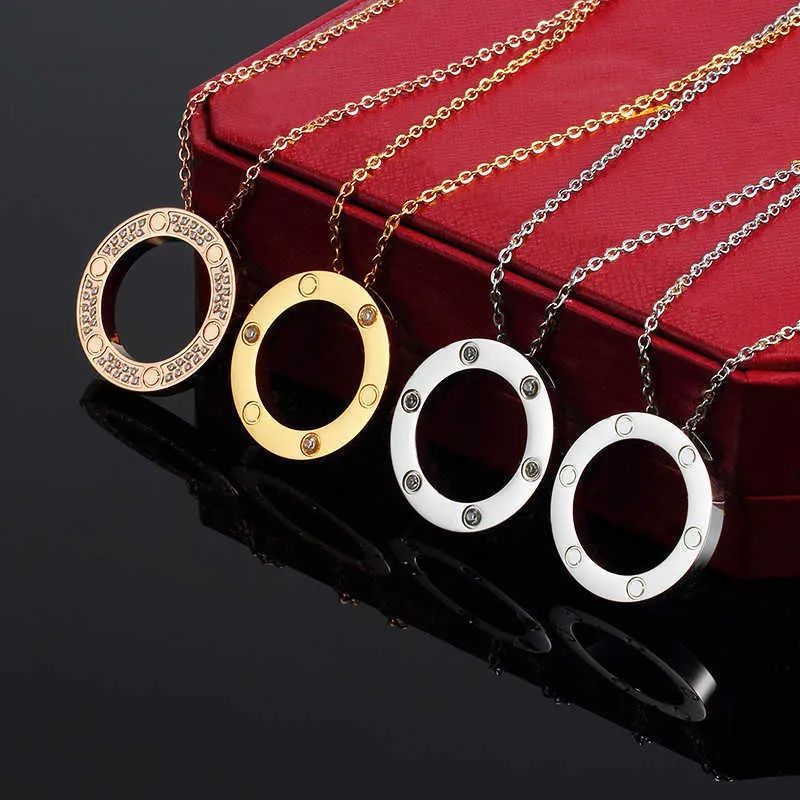Luxury Fashion necklace Designer Jewelry Party Titanium Steel Round LOVE Diamond Pendant rose Gol... | DHGate