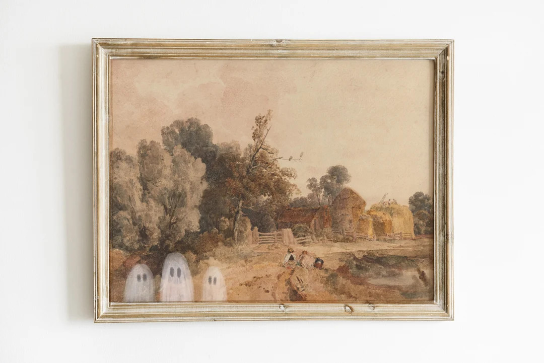 Three Autumn Ghost Vintage Painting Instant Digital Download - Etsy | Etsy (US)
